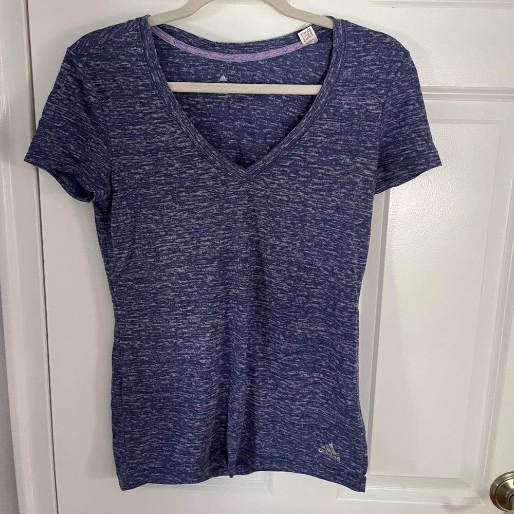 Adidas purple V neck T-shirt